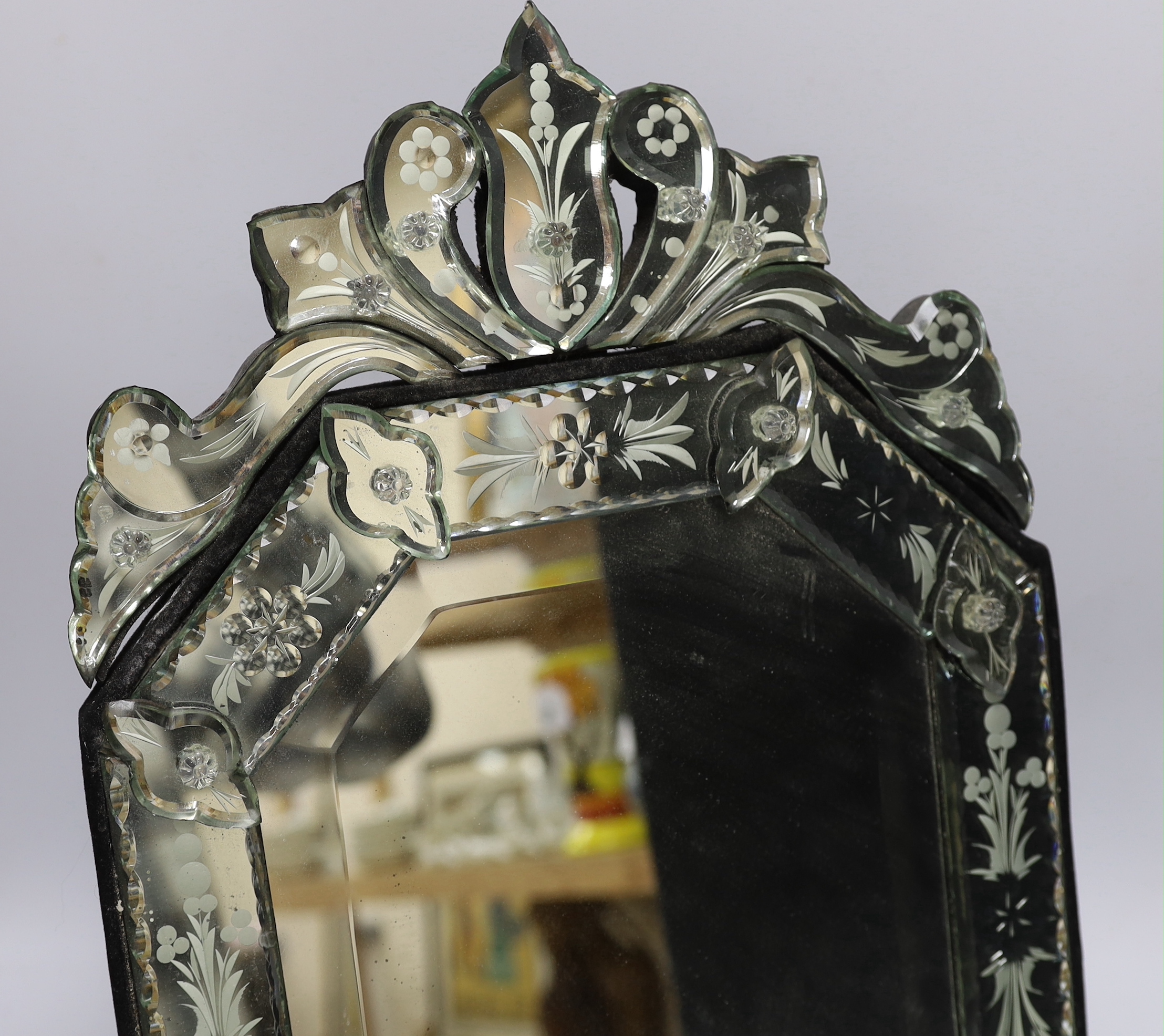 A small Venetian style mirror easel mirror, 50cm high